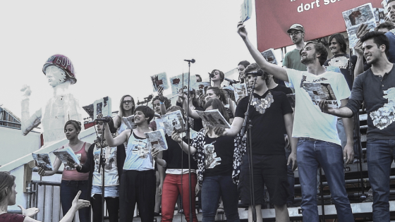 Luigi Coppola, Masses & Motets vol II, 2014. Performance in public space, Face to face with Monument / Into the city festival Vi Luigi Coppola, Masses & Motets vol II, 2014. Performance in public space, Face to face with Monument / Into the city festival Vi